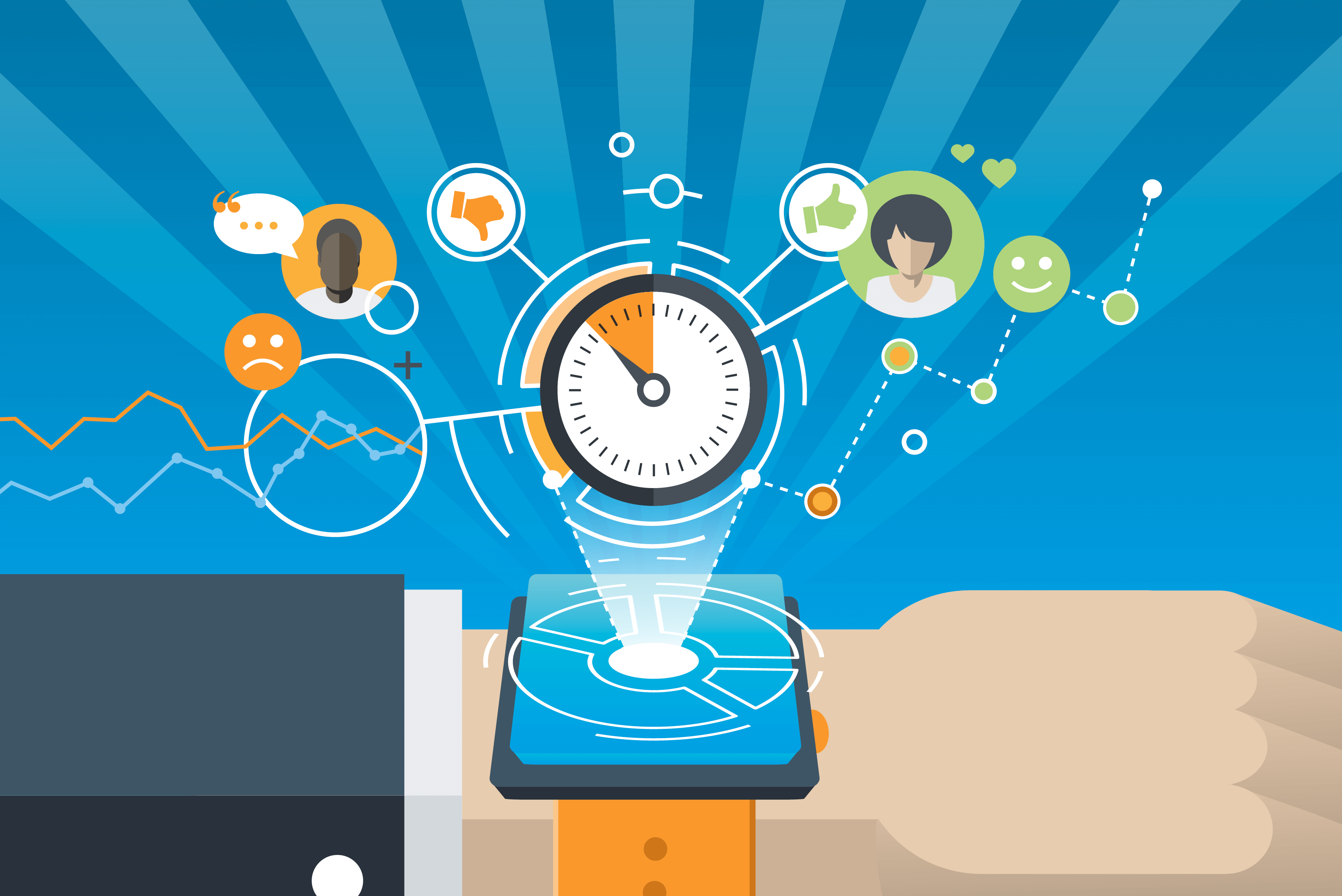 Ein Smartwatch, die die Stimmung und das Stresslevel der Kollegen analysiert.