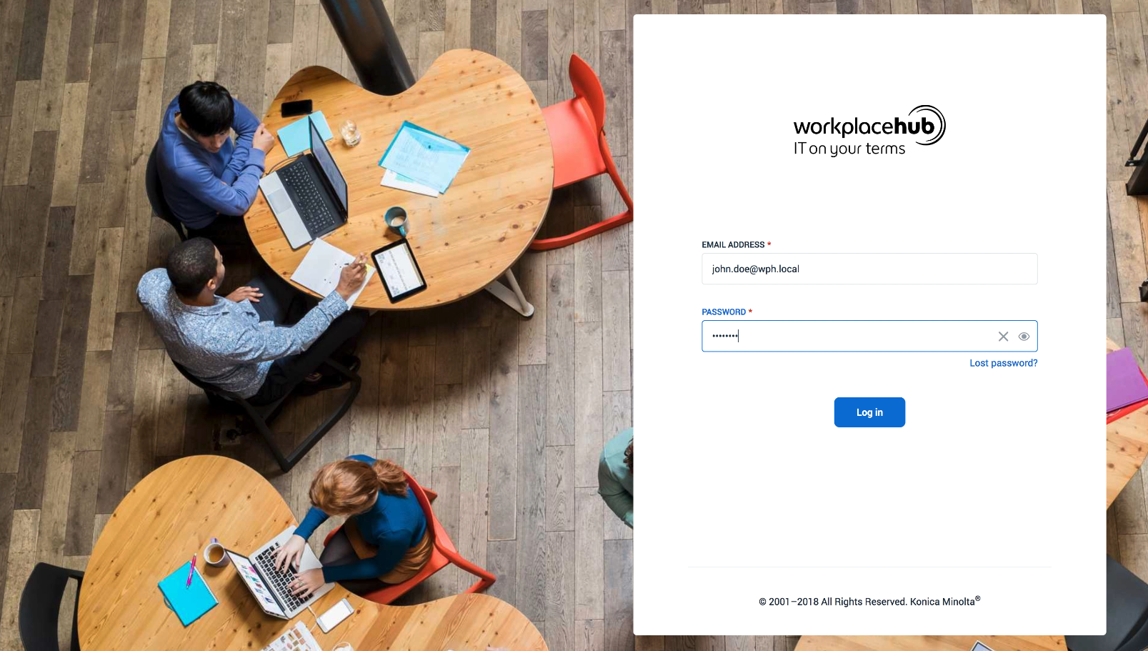 Workplace Hub Login Screen