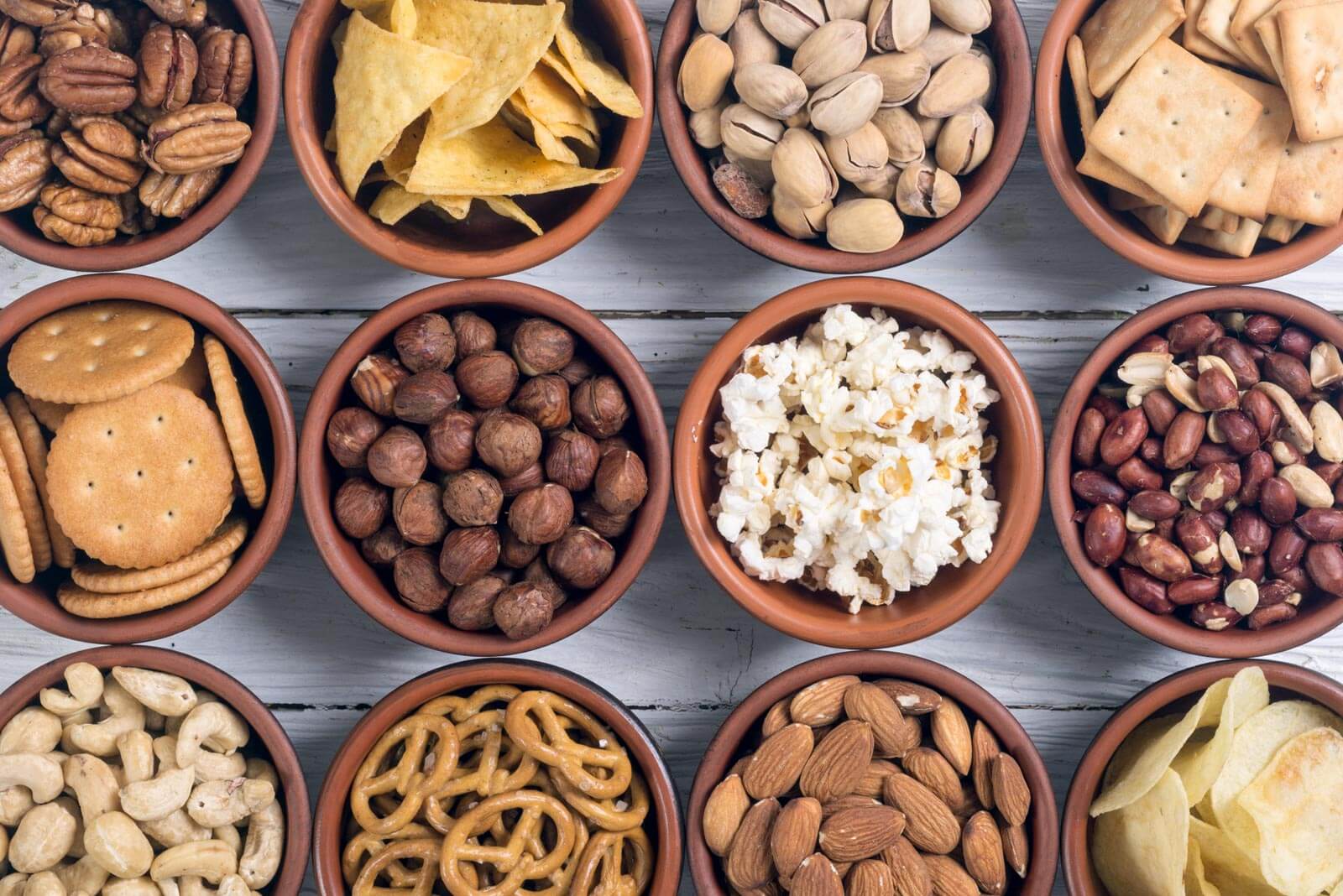 Snacks in bowls