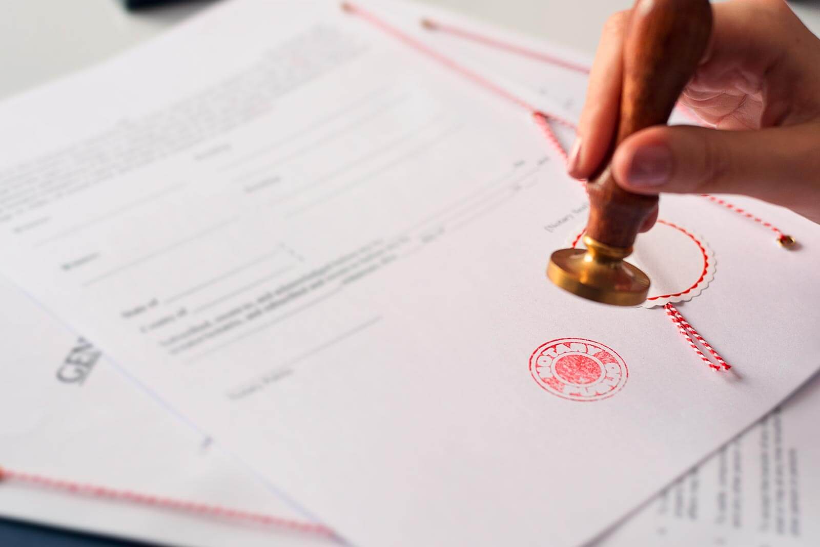 Stamping of a official document