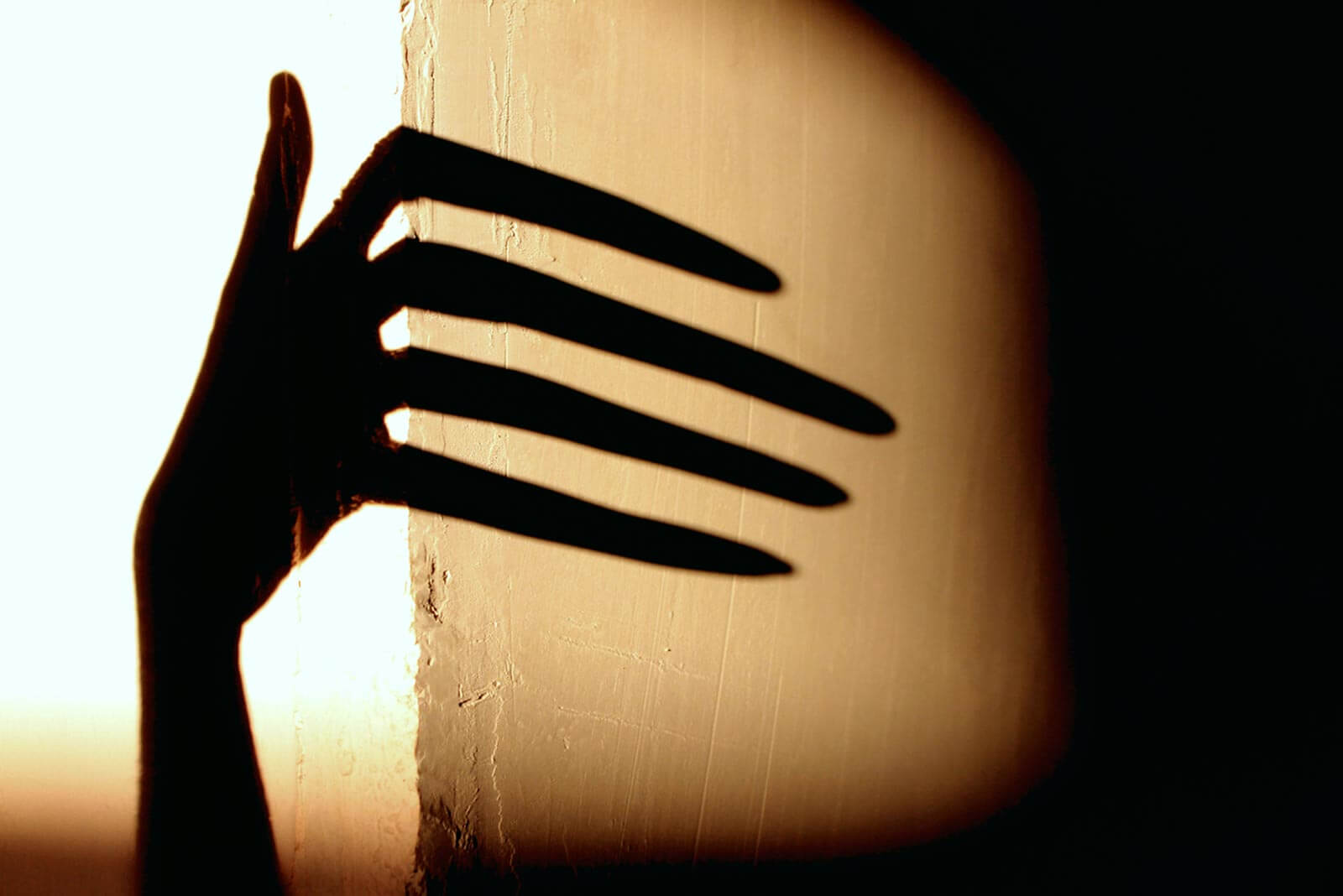 Shadow of a hand on a wall